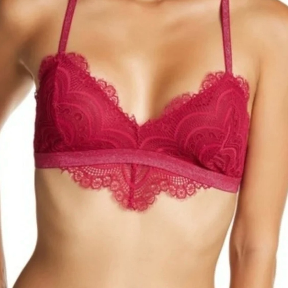 Free People Intimately NWT Size S Pink Bra Lace Swept Away Soft Unlined Bralette